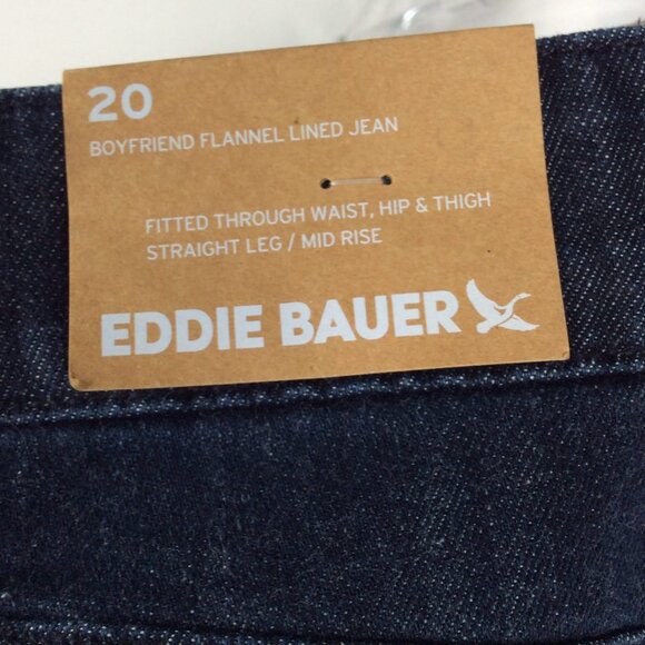 NWT Eddie Bauer Boyfriend Midrise Slim Flannel Lined Jeans Womens Plus Size 20W - Picture 7 of 10